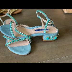 Turquoise Stuart Weitzman sandals